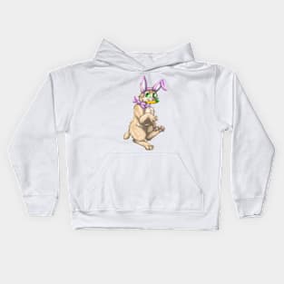 Bobtail BunnyCat: Cream (Pink) Kids Hoodie